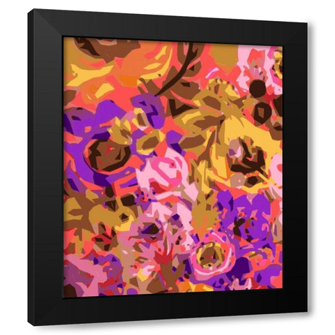 Warm Abstract Floral I Black Modern Wood Framed Art Print by Fields, Karen