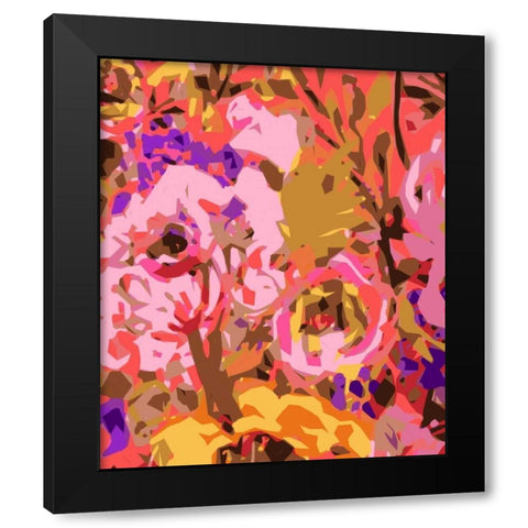 Warm Abstract Floral II Black Modern Wood Framed Art Print by Fields, Karen