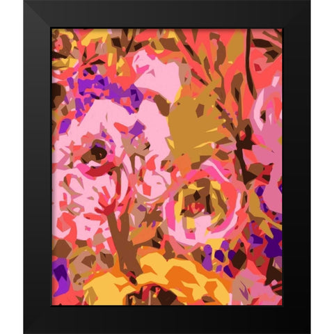 Warm Abstract Floral II Black Modern Wood Framed Art Print by Fields, Karen