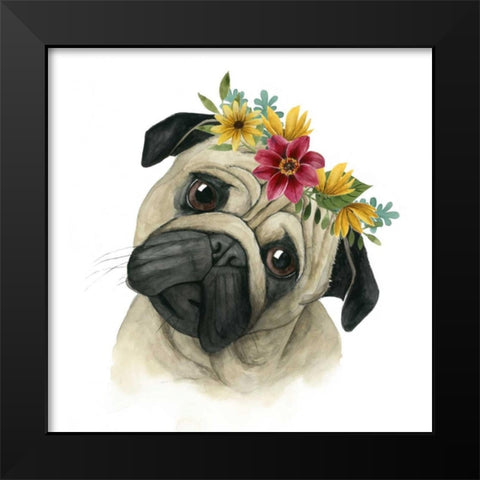 Flower Crown Pup I Black Modern Wood Framed Art Print by Popp, Grace