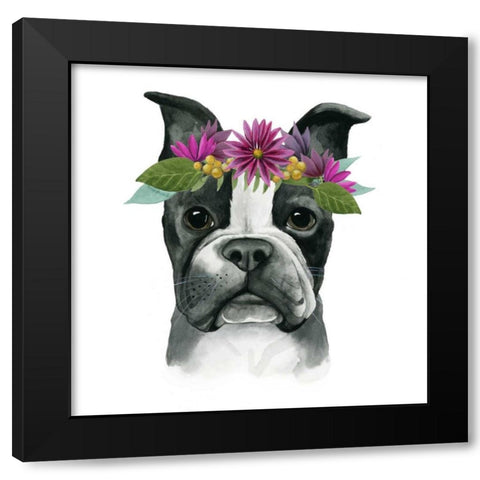 Flower Crown Pup II Black Modern Wood Framed Art Print by Popp, Grace