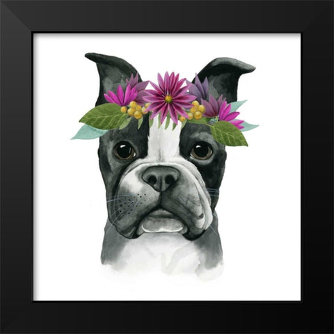 Flower Crown Pup II Black Modern Wood Framed Art Print by Popp, Grace