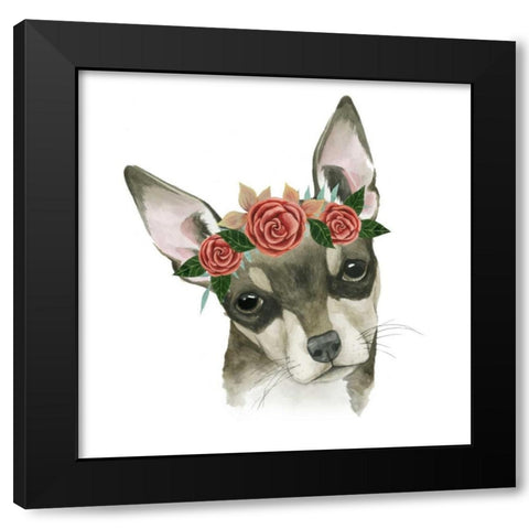 Flower Crown Pup III Black Modern Wood Framed Art Print by Popp, Grace