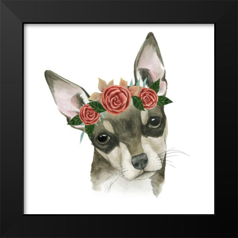 Flower Crown Pup III Black Modern Wood Framed Art Print by Popp, Grace