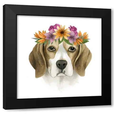 Flower Crown Pup IV Black Modern Wood Framed Art Print with Double Matting by Popp, Grace
