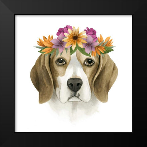 Flower Crown Pup IV Black Modern Wood Framed Art Print by Popp, Grace