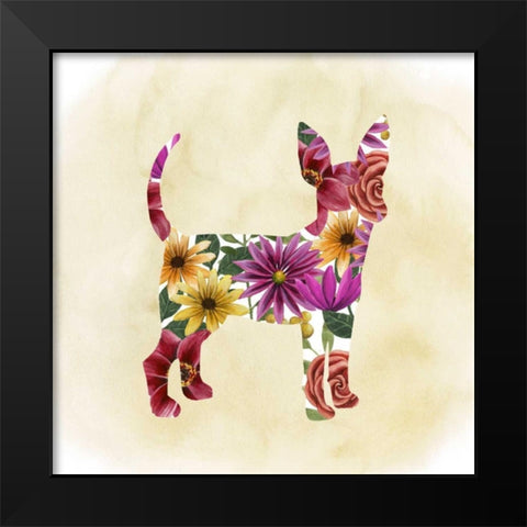 Flower Power Pup I Black Modern Wood Framed Art Print by Popp, Grace