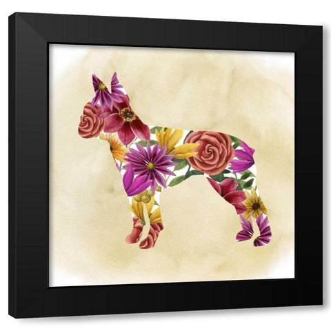 Flower Power Pup II Black Modern Wood Framed Art Print by Popp, Grace