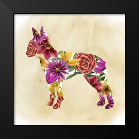 Flower Power Pup II Black Modern Wood Framed Art Print by Popp, Grace