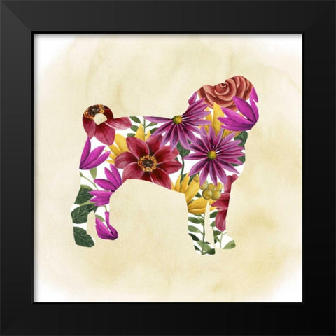 Flower Power Pup III Black Modern Wood Framed Art Print by Popp, Grace