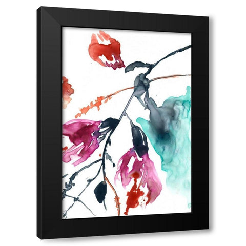 Hanging Fuchsia II Black Modern Wood Framed Art Print by Goldberger, Jennifer