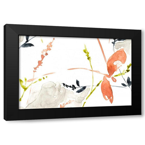 Coral and Navy II Black Modern Wood Framed Art Print with Double Matting by Goldberger, Jennifer