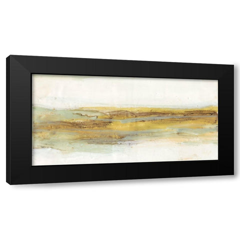 Mint And Ochre Horizon I Black Modern Wood Framed Art Print with Double Matting by Goldberger, Jennifer