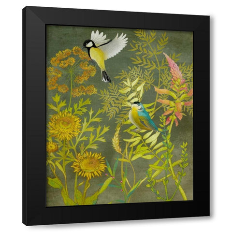 Birding I Black Modern Wood Framed Art Print with Double Matting by Zarris, Chariklia