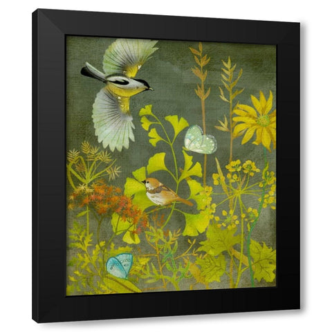 Birding II Black Modern Wood Framed Art Print with Double Matting by Zarris, Chariklia