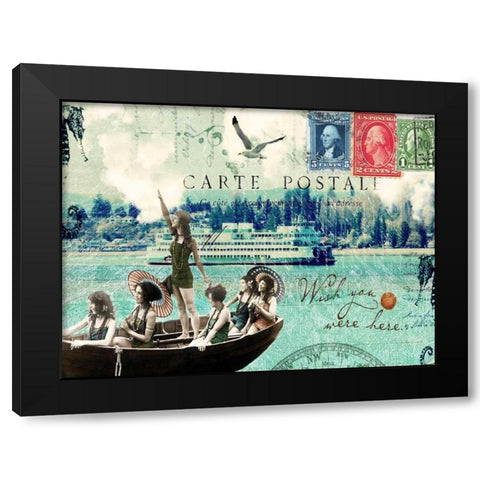 Wish You Were Here Black Modern Wood Framed Art Print with Double Matting by Lloyd, Sandy