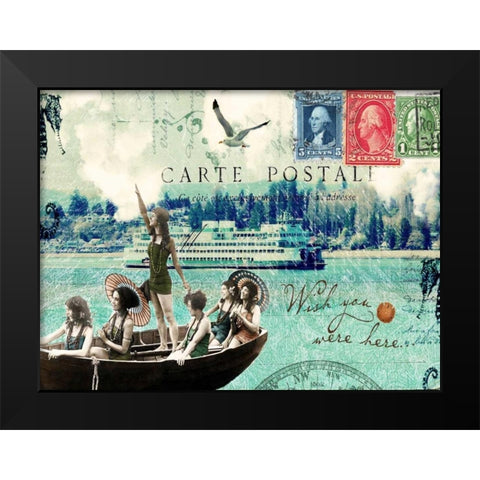 Wish You Were Here Black Modern Wood Framed Art Print by Lloyd, Sandy