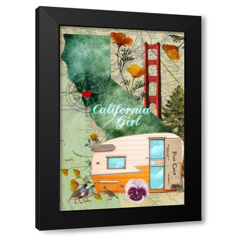 CA Girl Black Modern Wood Framed Art Print by Lloyd, Sandy
