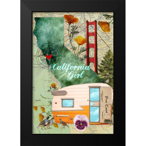 CA Girl Black Modern Wood Framed Art Print by Lloyd, Sandy