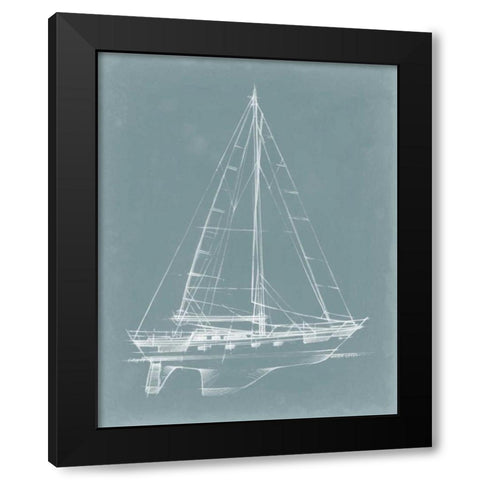 Yacht Sketches II Black Modern Wood Framed Art Print by Harper, Ethan