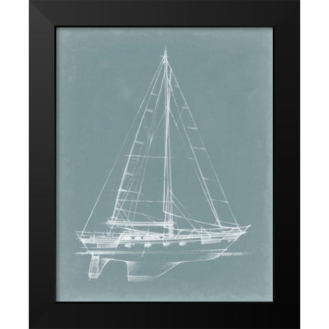 Yacht Sketches II Black Modern Wood Framed Art Print by Harper, Ethan