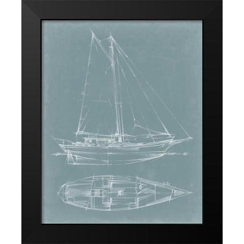 Yacht Sketches III Black Modern Wood Framed Art Print by Harper, Ethan
