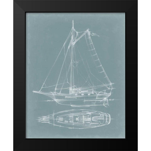 Yacht Sketches IV Black Modern Wood Framed Art Print by Harper, Ethan
