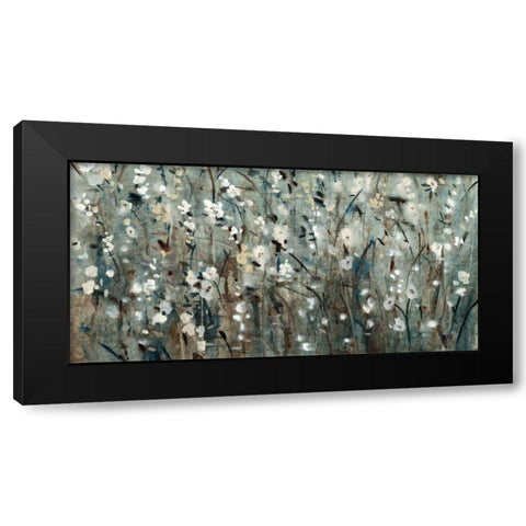White Blooms with Navy II Black Modern Wood Framed Art Print by OToole, Tim