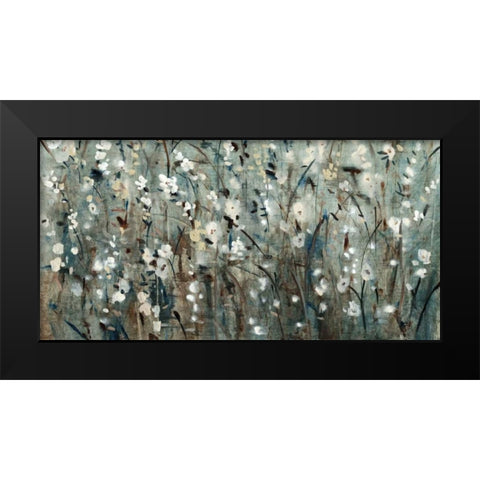White Blooms with Navy II Black Modern Wood Framed Art Print by OToole, Tim