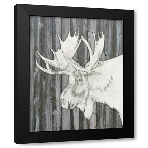 Barnwood Lodge Sketch I Black Modern Wood Framed Art Print with Double Matting by Goldberger, Jennifer