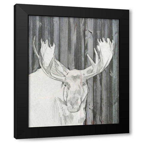 Barnwood Lodge Sketch II Black Modern Wood Framed Art Print by Goldberger, Jennifer