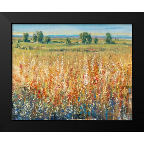 Gold and Red Field II Black Modern Wood Framed Art Print by OToole, Tim