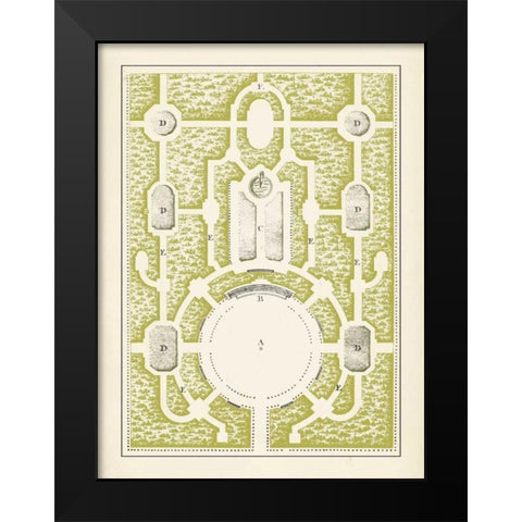 Green Garden Maze I Black Modern Wood Framed Art Print by Blondel, J.F.