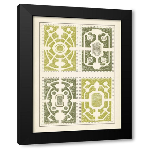 Green Garden Maze II Black Modern Wood Framed Art Print by Blondel, J.F.