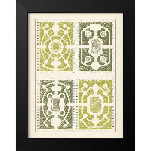 Green Garden Maze II Black Modern Wood Framed Art Print by Blondel, J.F.
