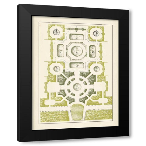 Green Garden Maze III Black Modern Wood Framed Art Print with Double Matting by Blondel, J.F.