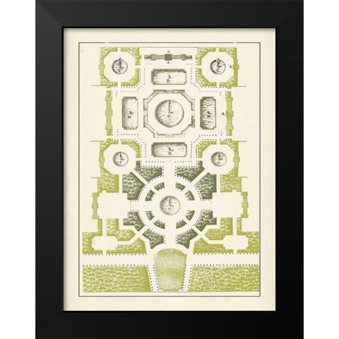 Green Garden Maze III Black Modern Wood Framed Art Print by Blondel, J.F.