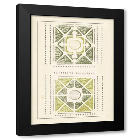 Green Garden Maze IV Black Modern Wood Framed Art Print by Blondel, J.F.