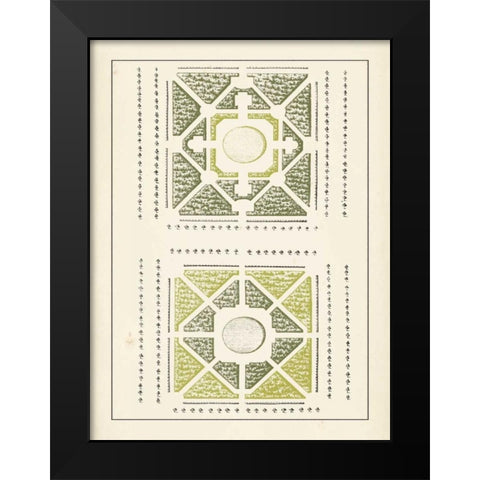Green Garden Maze IV Black Modern Wood Framed Art Print by Blondel, J.F.