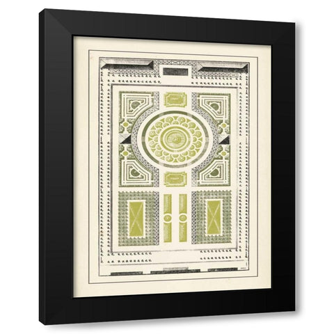 Green Garden Maze V Black Modern Wood Framed Art Print by Blondel, J.F.
