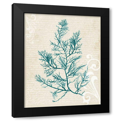 Teal Seaweed I Black Modern Wood Framed Art Print with Double Matting by Popp, Grace