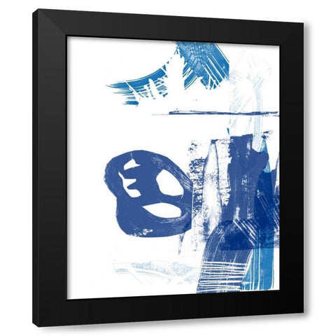 Blue Scribbles I Black Modern Wood Framed Art Print with Double Matting by Vision Studio