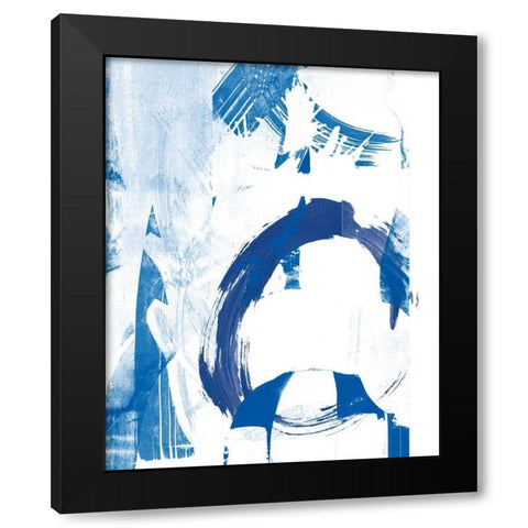 Blue Scribbles IV Black Modern Wood Framed Art Print with Double Matting by Vision Studio