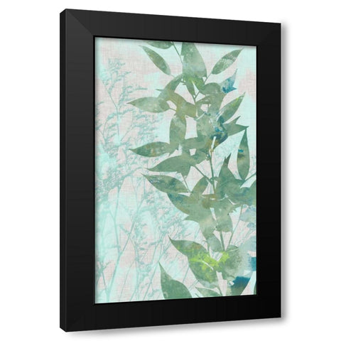 Watercolor Leaf Panel II Black Modern Wood Framed Art Print by Goldberger, Jennifer