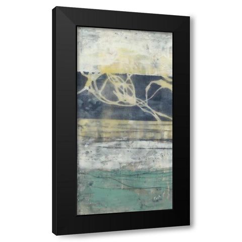 Lines and Waves I Black Modern Wood Framed Art Print by Goldberger, Jennifer