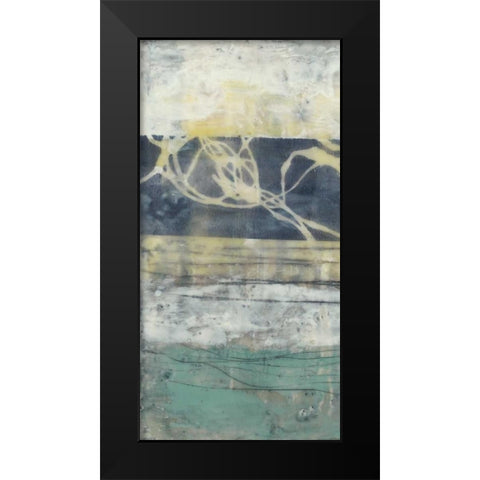 Lines and Waves I Black Modern Wood Framed Art Print by Goldberger, Jennifer