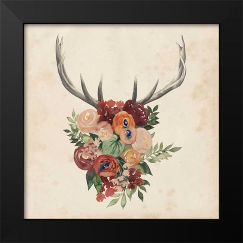 Flower Antlers II Black Modern Wood Framed Art Print by Popp, Grace