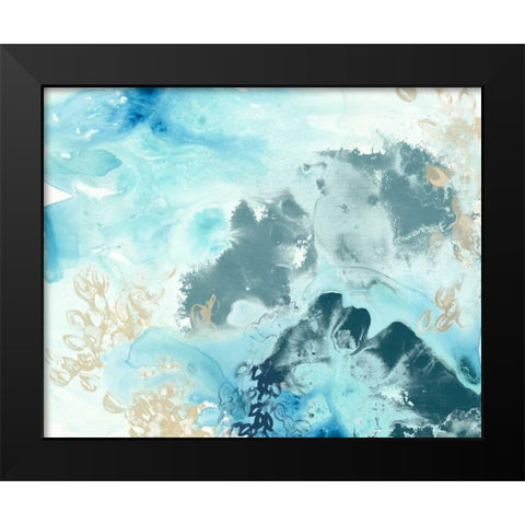 Aqua Wave Form I Black Modern Wood Framed Art Print by Vess, June Erica