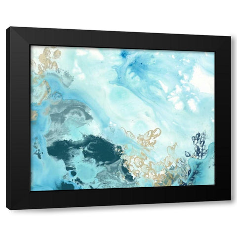 Aqua Wave Form II Black Modern Wood Framed Art Print by Vess, June Erica