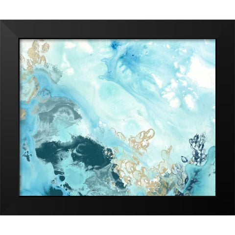 Aqua Wave Form II Black Modern Wood Framed Art Print by Vess, June Erica